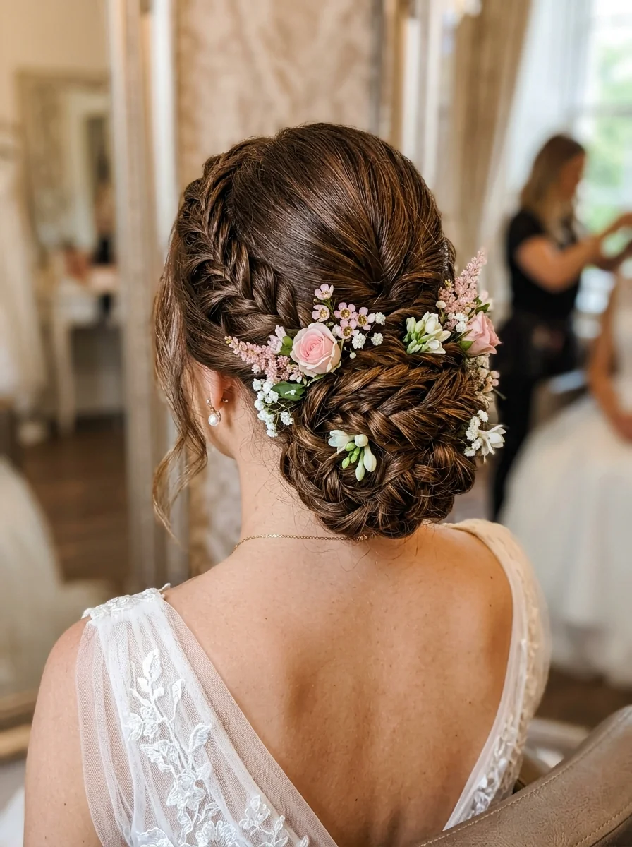 VV Studio Floral Hair Updo Floral hair updo styling at VV Studio
